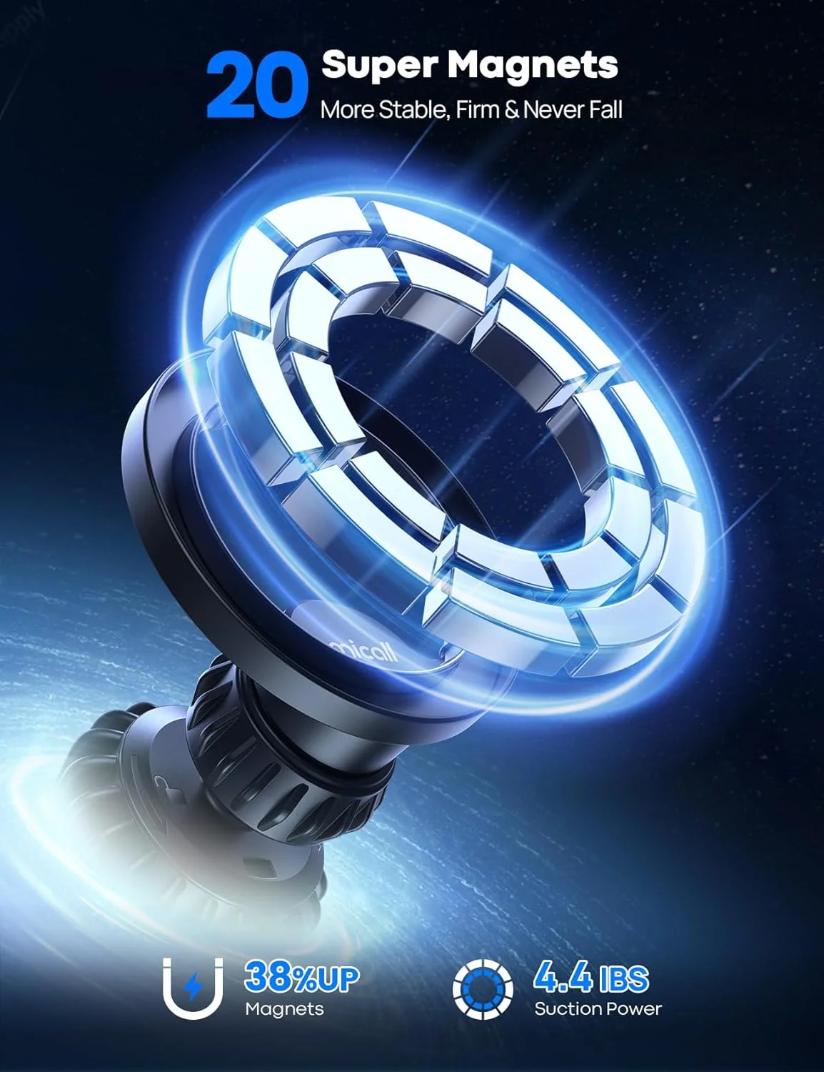 پایه نگهدارنده گوشی مغناطیسی خودرو Lamicall مناسب MagSafe - [20 آهنربای فوق العاده قوی]، گیره نگهدارنده گوشی موبایل دریچه هوا، سازگار با سری iPhone 17/16/15/14/13/12 و قاب های MagSafe