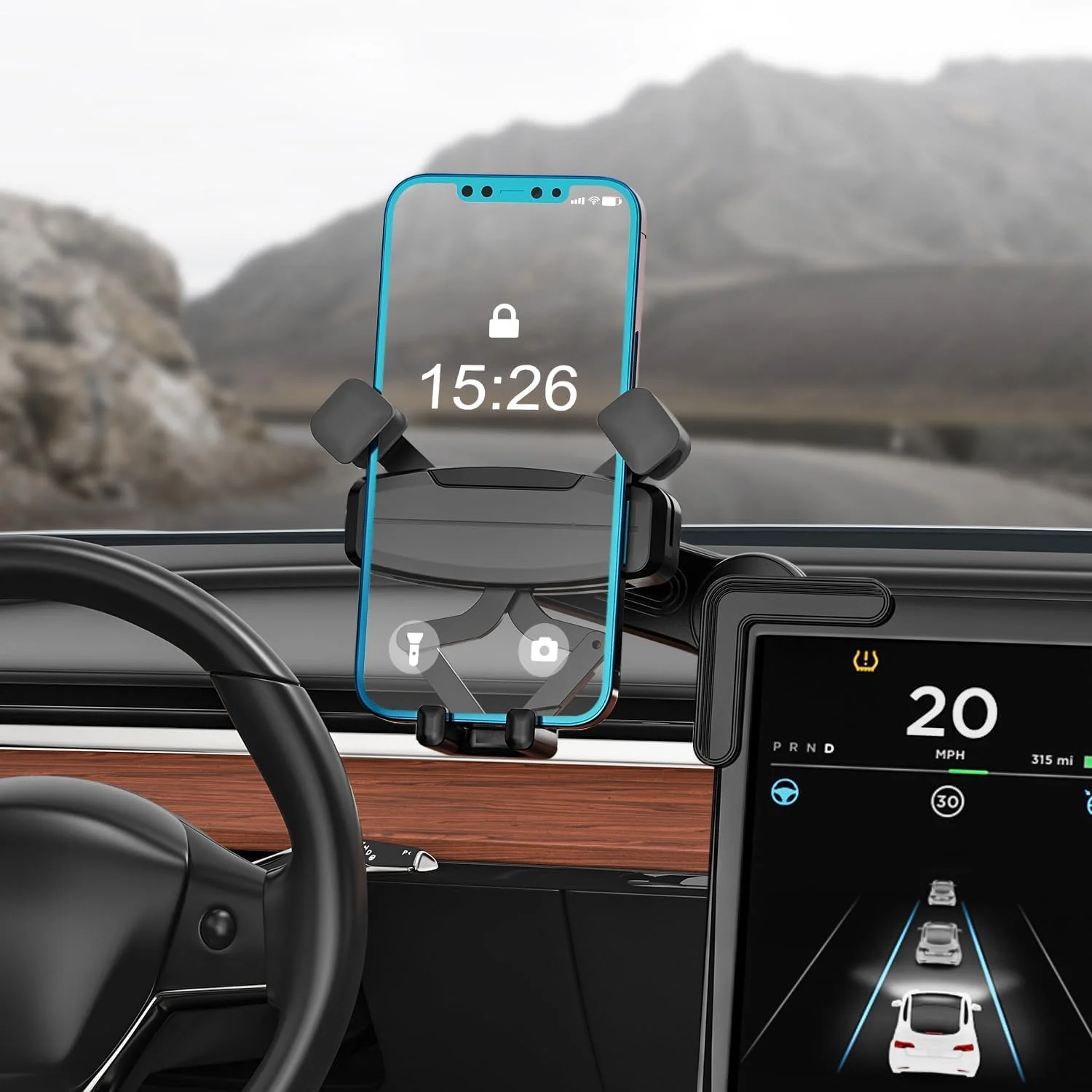 پایه نگهدارنده گوشی KASTWAVE تسلا، هولدر گوشی خودرو سازگار با مدل 3/Y، پایه نگهدارنده گوشی قابل تنظیم 360 درجه برای اکثر صفحه نمایش های خودرو، لوازم جانبی تسلا 3/Y مناسب برای همه گوشی های آیفون و اندروید