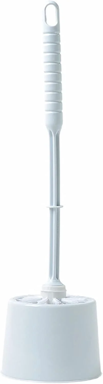 جا برس توالت به همراه برس نرم و جمع و جور برای تمیز کردن عمیق سرویس بهداشتی، به رنگ آبی