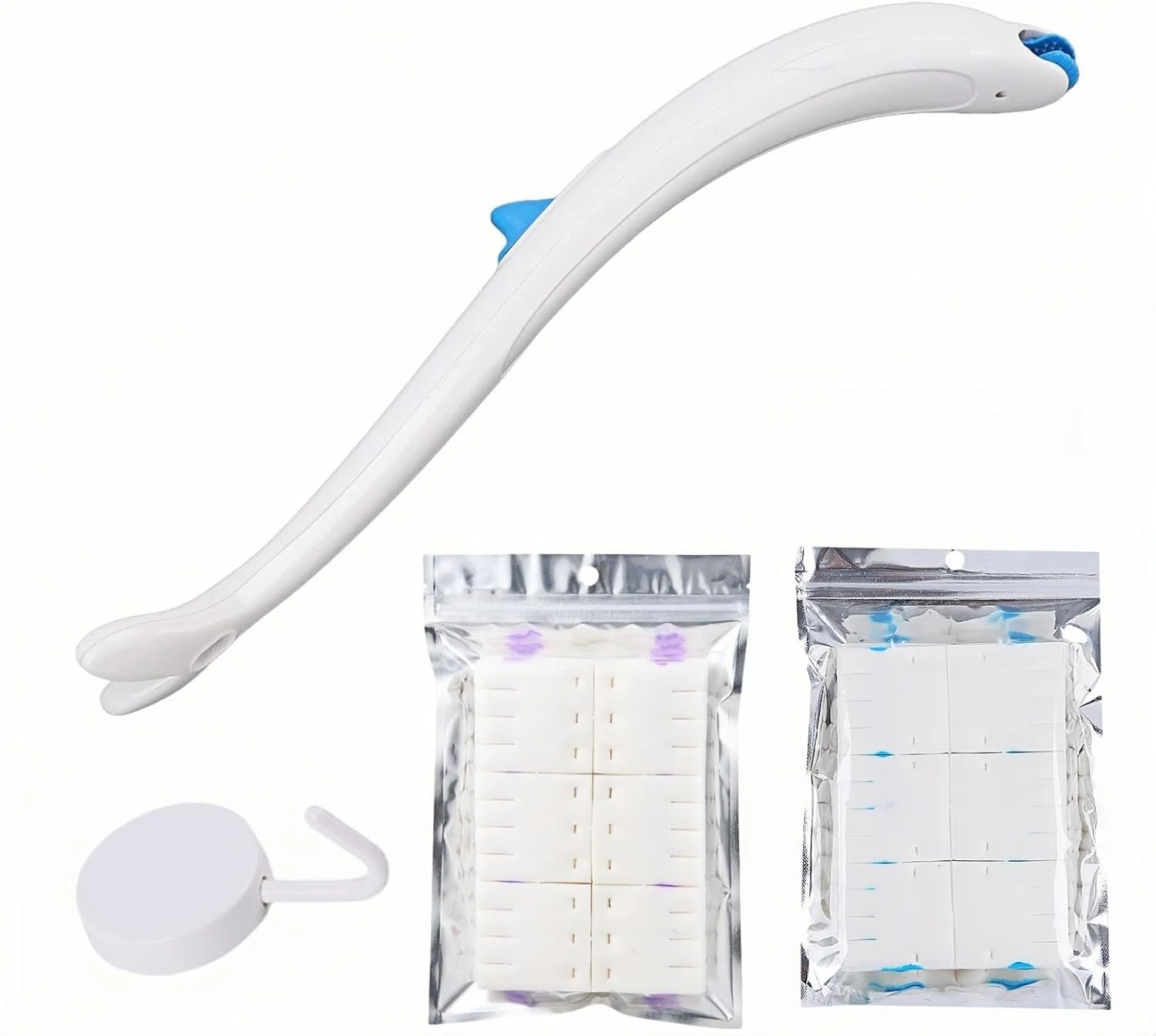 برس تمیز کننده توالت، برس توالت دیواری با 24 عدد پد تمیز کننده اسطوخودوس یکبار مصرف، کیت برس و دسته تمیز کننده توالت دلفینی زیبا با قلاب