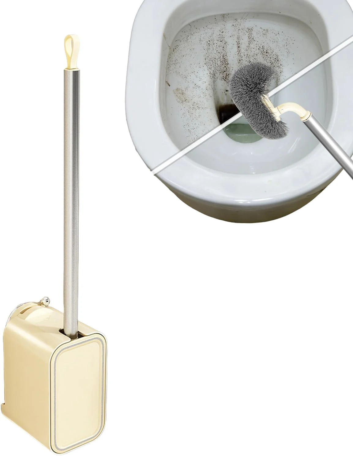 برس توالت شوی | برس توالت و جا برسی با مکنده | برس دسته بلند دیواری، لوازم نظافت صرفه جویی در فضا، لوازم جانبی حمام برای خانه و آپارتمان