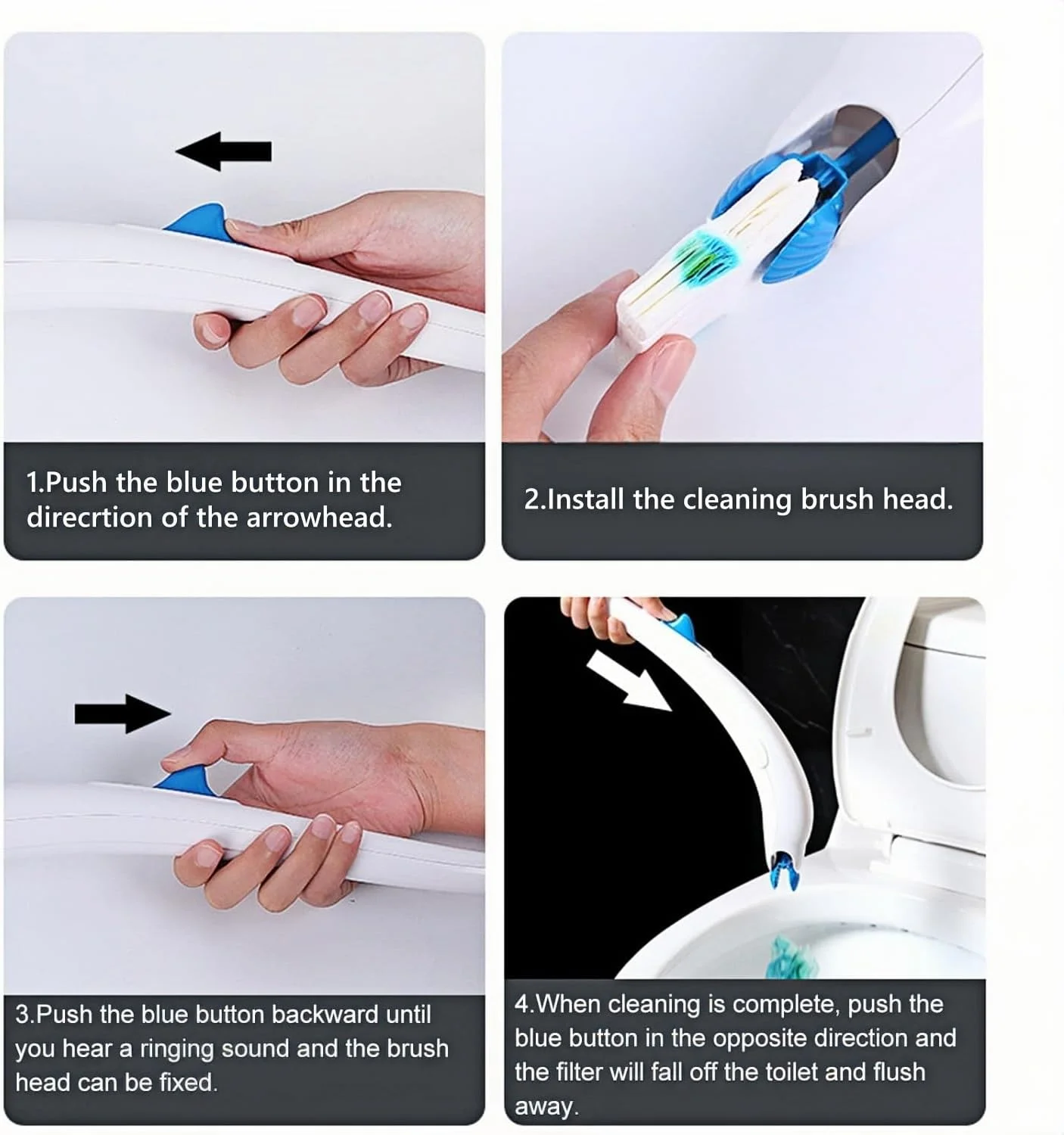 برس تمیز کننده توالت، برس توالت دیواری با 24 عدد پد تمیز کننده اسطوخودوس یکبار مصرف، کیت برس و دسته تمیز کننده توالت دلفینی زیبا با قلاب