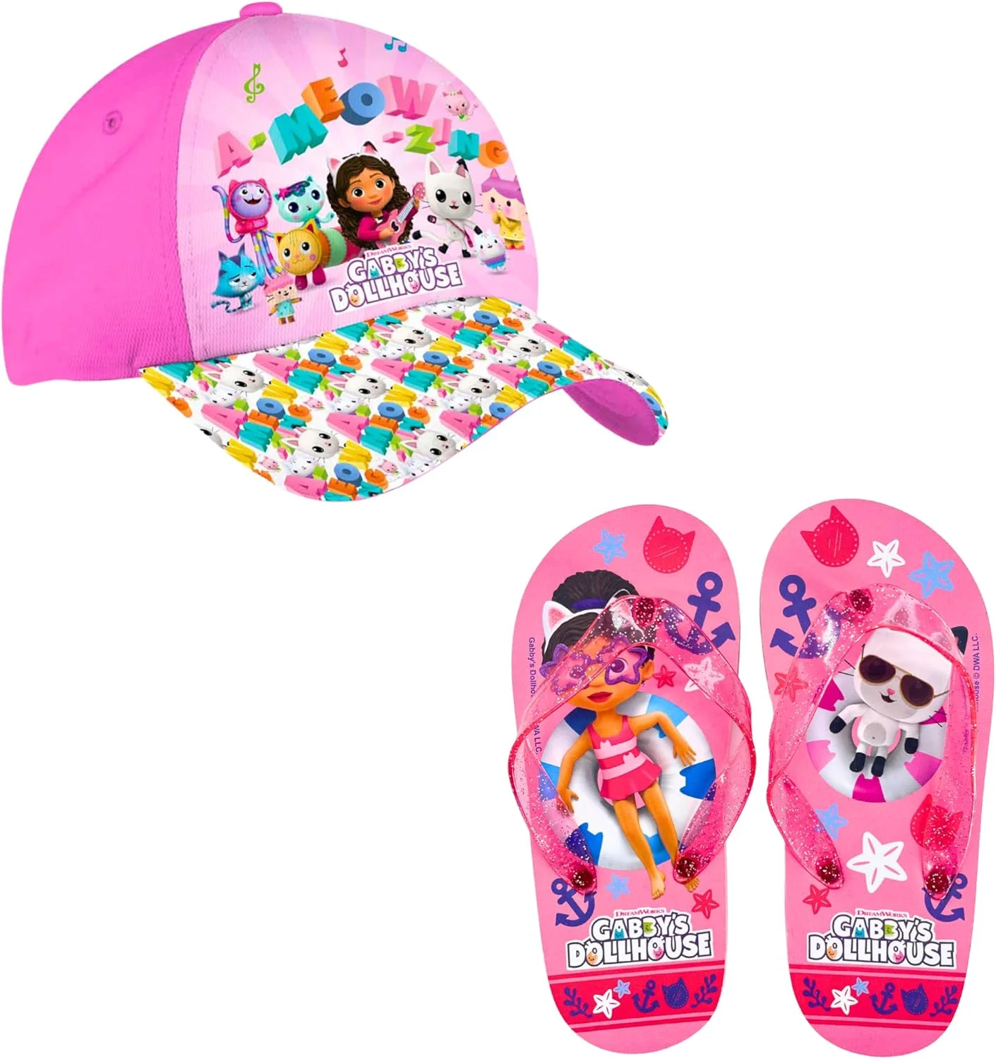 ست کلاه و دمپایی دخترانه مدل Gabby's Doll House سایز M
