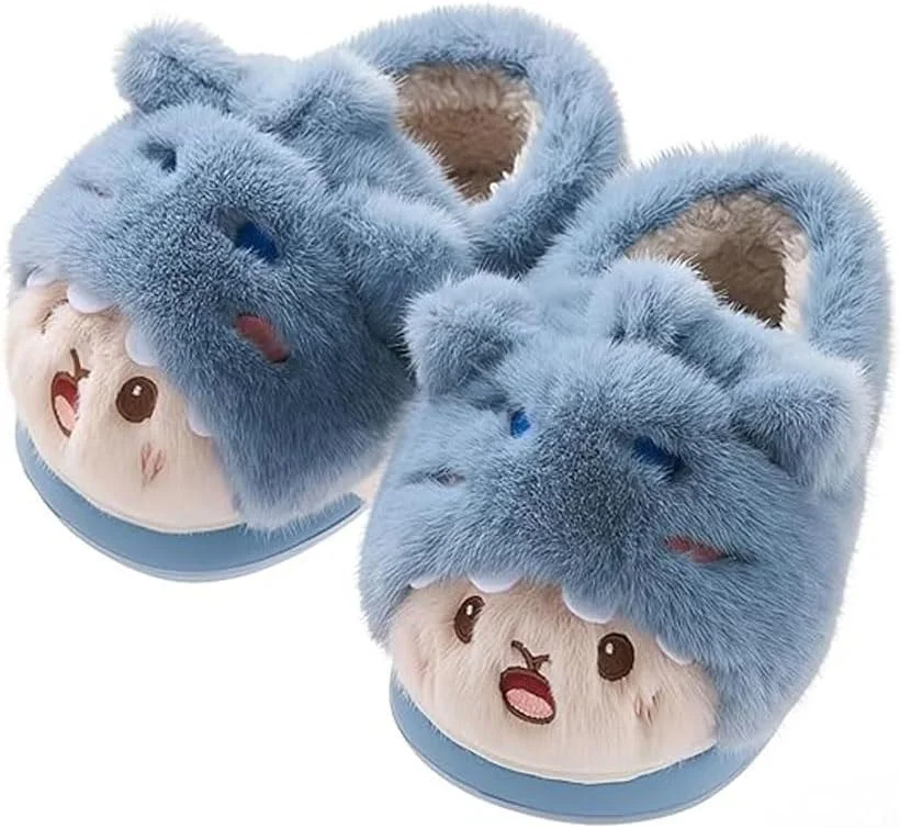 کفش های روفرشی زمستانی گرم KASTWAVE برای پسران و دختران، کفش های پشمی نرم و راحت برای کودکان نوپا، کفش های راحتی ضد لغزش برای داخل و خارج از خانه، کفش های روفرشی کودکانه با طرح حیوانات بامزه برای هوای سرد (سایز 24-25)