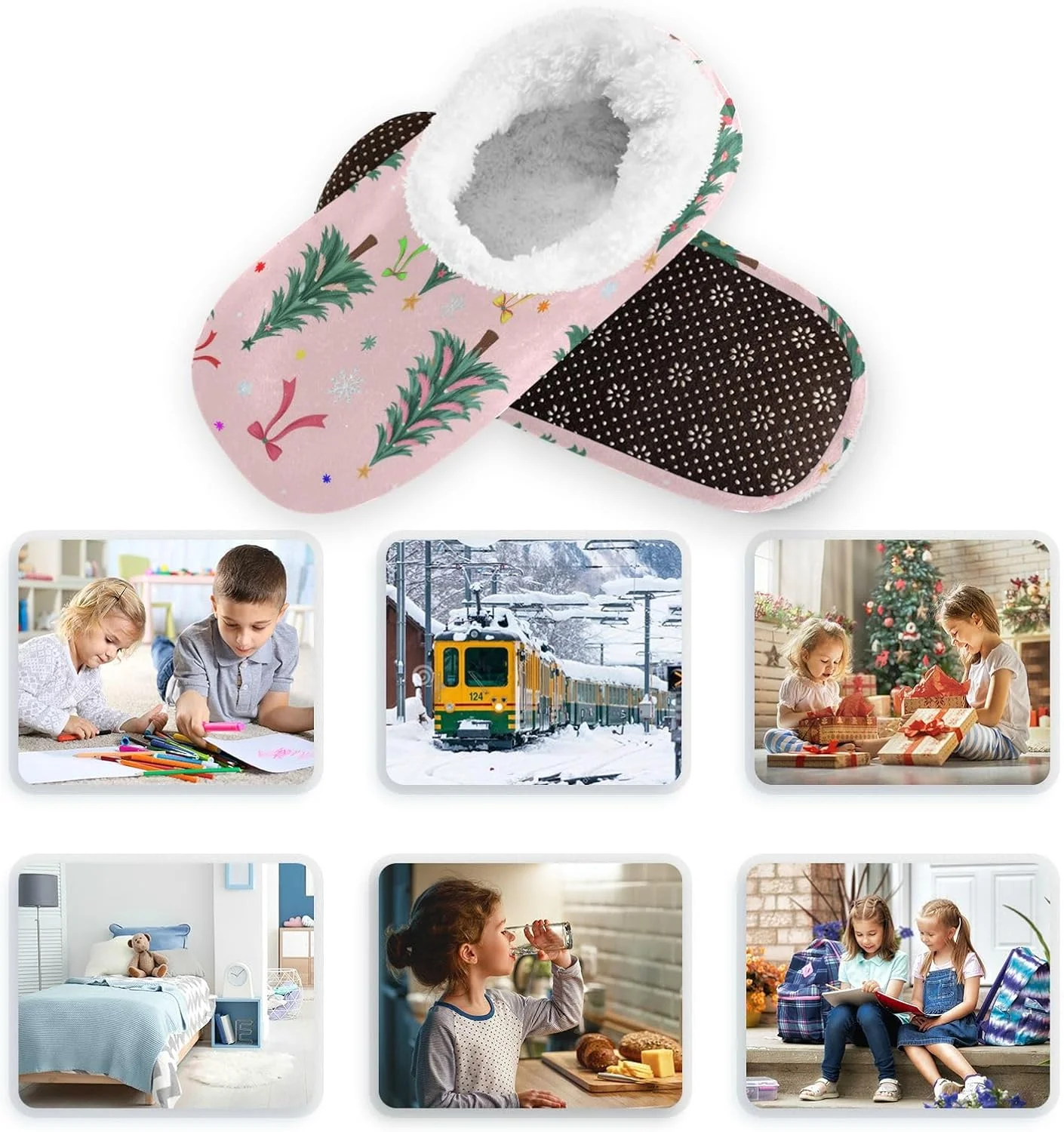 دمپایی روفرشی پسرانه دخترانه دوسدیل، کفش های خانگی گرم و نرم با فوم حافظه دار و زیره ضد لغزش مناسب اتاق خواب و مسافرت