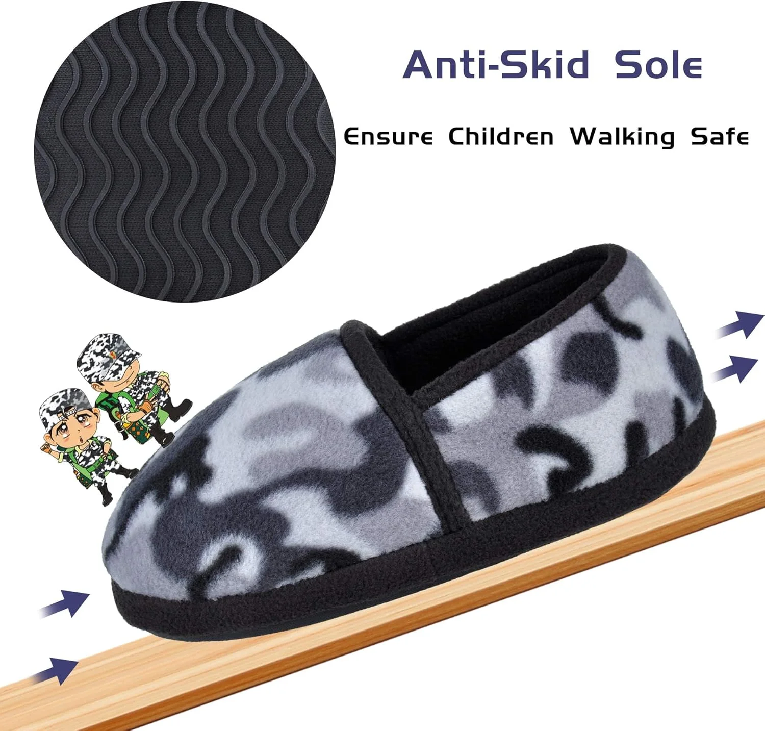 کفش های روفرشی پسرانه Bigwow طرح استتار، پاشنه بسته و کشی مناسب کودکان نوپا