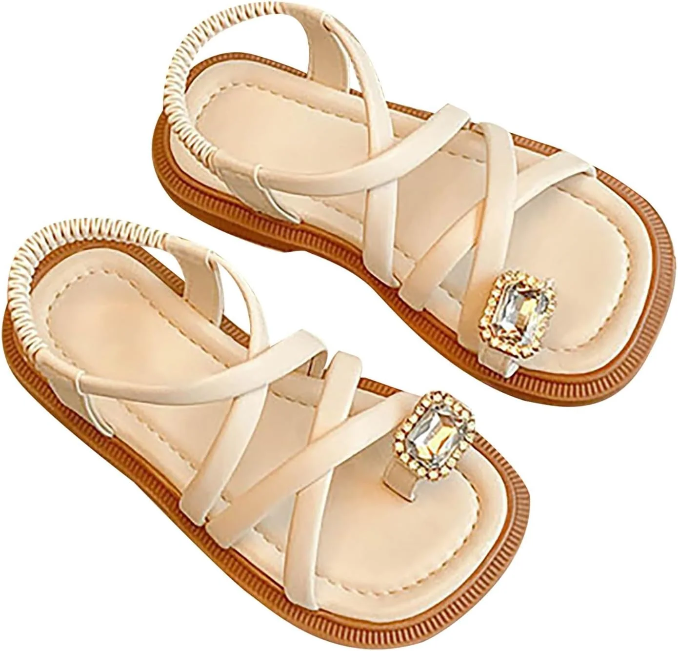 صندل های بند دار دخترانه، صندل های تخت ماهیگیری انگشتی، صندل های بند دار ضربدری ضد لغزش مناسب برای اولین قدم های کودک