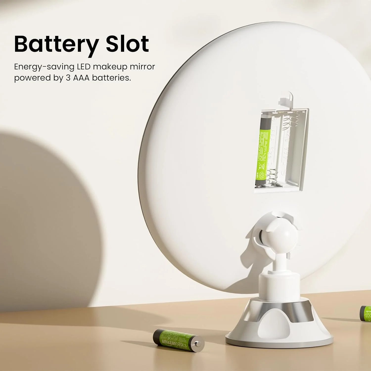 آینه آرایشی LED EMKE، آینه بزرگنمایی 5 برابر با مکنده، چرخش 360 درجه و نگهدارنده مکنده قفل‌دار، آینه‌های آرایشی مسافرتی با نور سرد، آینه‌های اصلاح