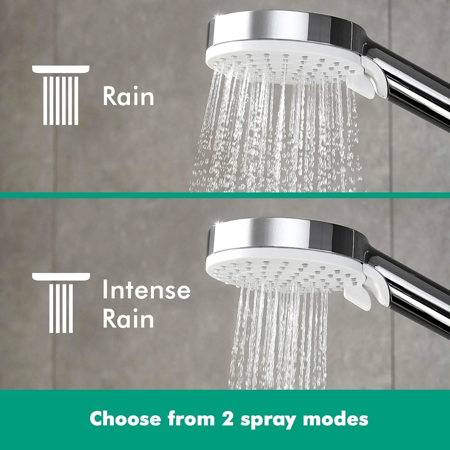 ست دوش هانسگروهه کرومتا شامل ترموستات اکوستات 1001 CL، سردوش، میله دوش 65 سانتی‌متری، شلنگ دوش 160 سانتی‌متری و نگهدارنده سردوش، دوش دستی با 2 حالت اسپری، کروم، 27812400