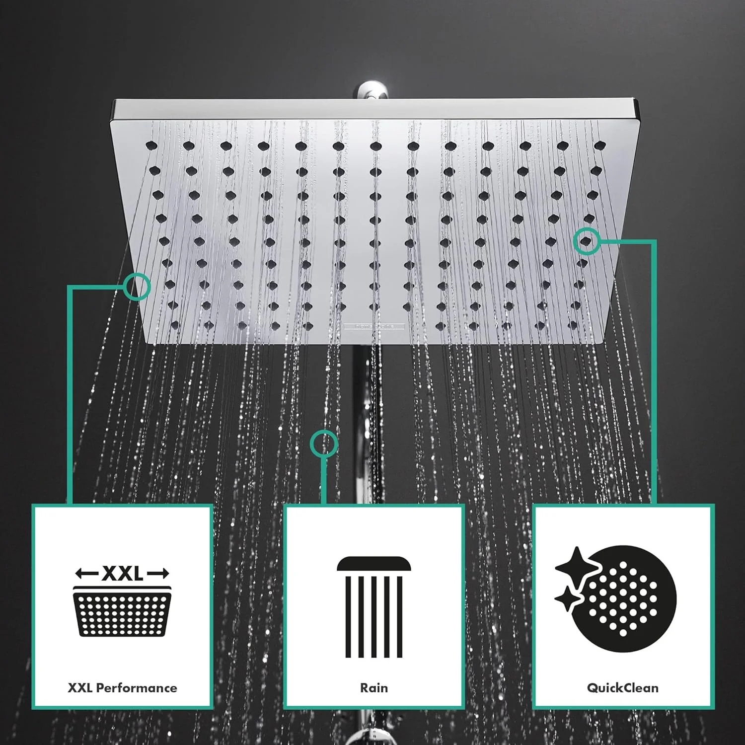 هانسگروهه Vernis Shape - سیستم دوش با ترموستات، سردوش بارانی (230 x 170 میلی متر)، دوش دستی (2 حالت پاشش)، شلنگ دوش، میله دوش و سردوش مربعی (1 حالت پاشش)، کروم هانسگروهه Vernis Shape - سیستم دوش با ترموستات، سردوش بارانی (230 x 170 میلی متر)، دوش دستی (2 حالت پاشش)، شلنگ دوش، میله دوش و سردوش مربعی (1 حالت پاشش)، کروم