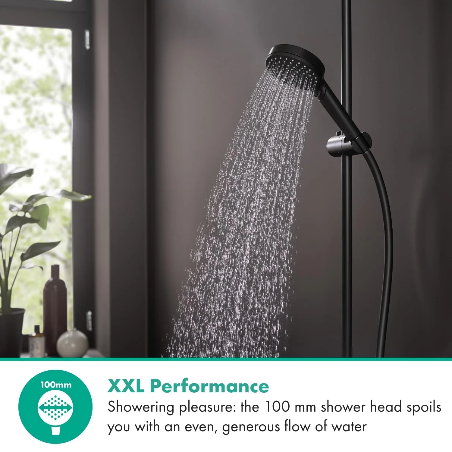 دوش دستی هانسگروهه Vernis Blend Vario با قابلیت صرفه جویی در آب، مشکی مات، 26340670