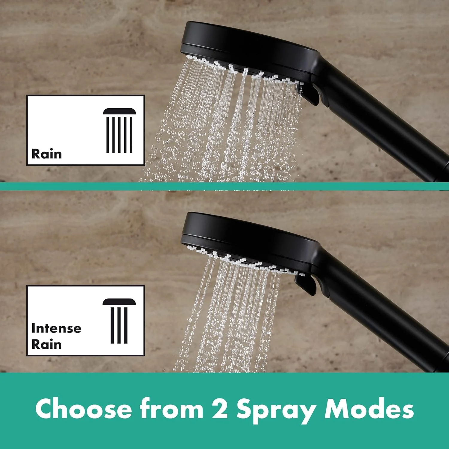 ست دوش هانسگروهه Vernis Blend - سردوش با شلنگ و براکت - 2 حالت جت - مشکی مات