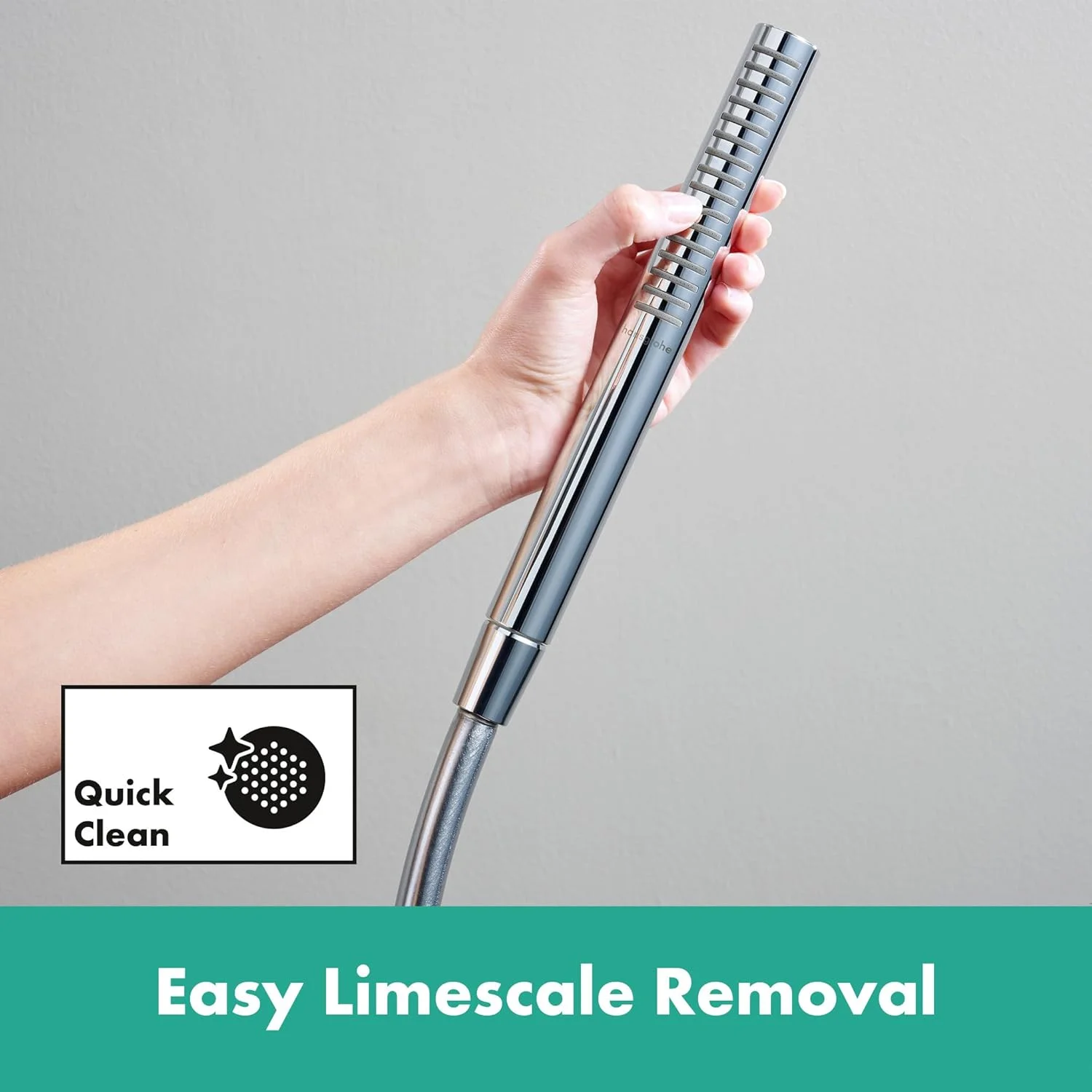 سردوش دستی هانسگروهه Pulsify S صرفه جویی در آب 7.9 لیتر در دقیقه (EcoSmart)، سردوش دستی PowderRain با عملکرد ضد رسوب، کروم، 24125000