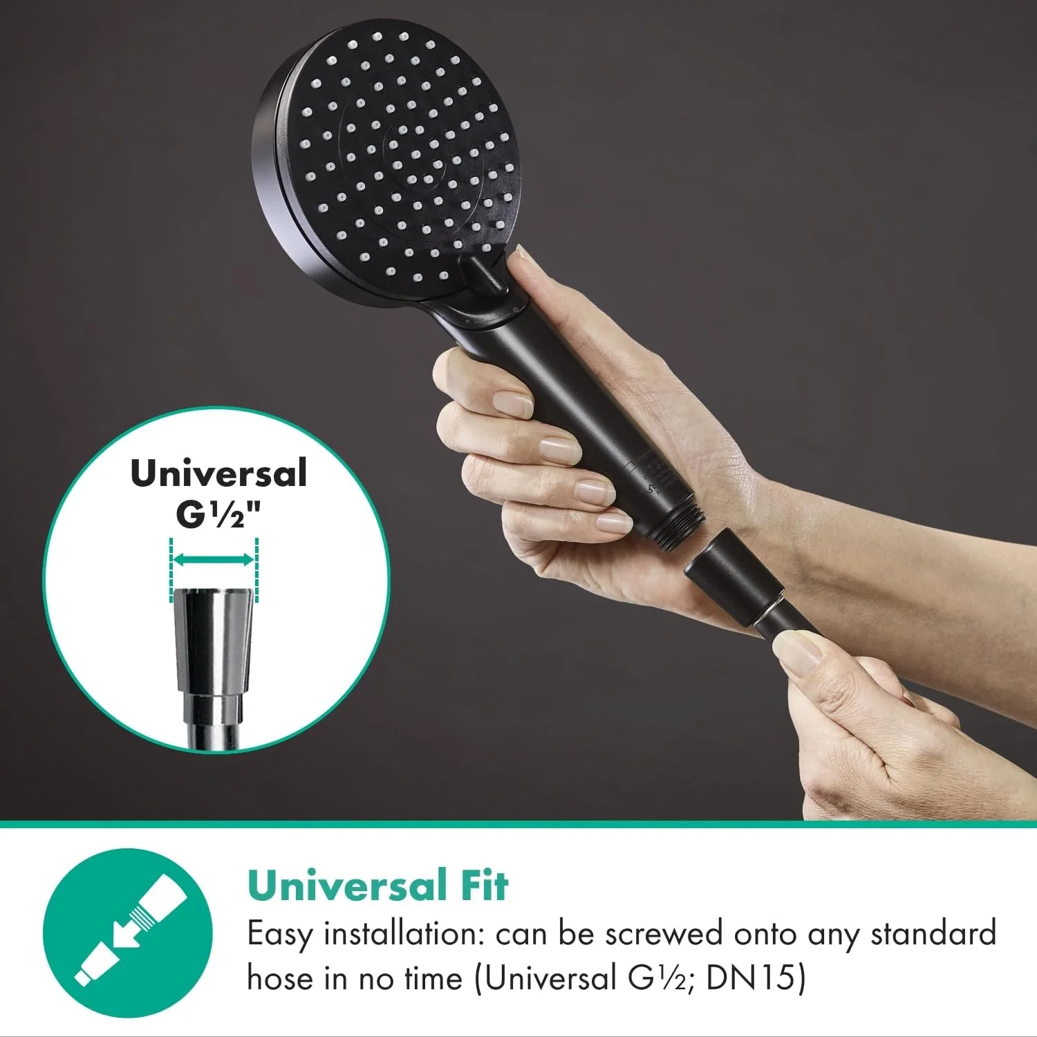 دوش دستی هانسگروهه Vernis Blend Vario با قابلیت صرفه جویی در آب، مشکی مات، 26340670