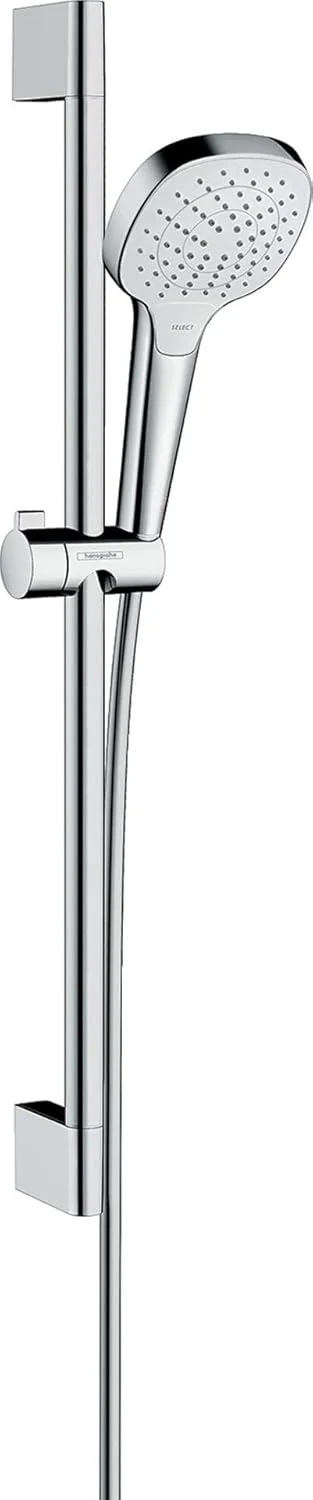 ست دوش hansgrohe Croma Select E 110 Vario با صرفه جویی در مصرف آب 9 لیتر در دقیقه به همراه میله دوش 65 سانتی متری، سفید/کروم، 26583400