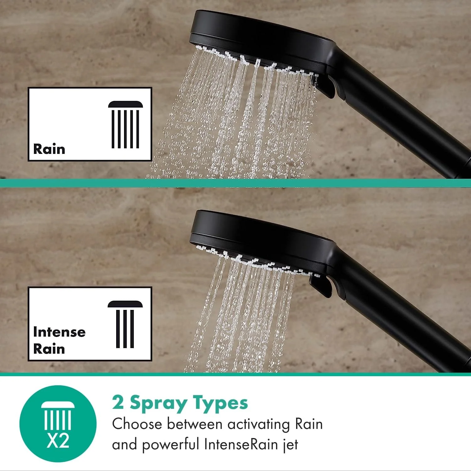 دوش دستی هانسگروهه Vernis Blend Vario با قابلیت صرفه جویی در آب، مشکی مات، 26340670