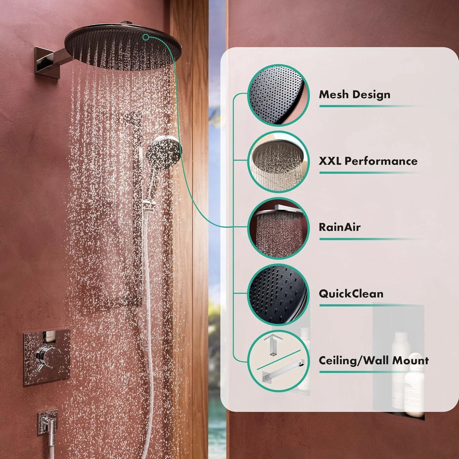 سردوش گرد 300 میلیمتری Hansgrohe Raindance Alive S 24520000 با یک نوع جت برای نصب دیواری یا سقفی، سردوش با عملکرد ضد رسوب، کروم سردوش گرد 300 میلیمتری Hansgrohe Raindance Alive S 24520000 با یک نوع جت برای نصب دیواری یا سقفی، سردوش با عملکرد ضد رسوب، کروم
