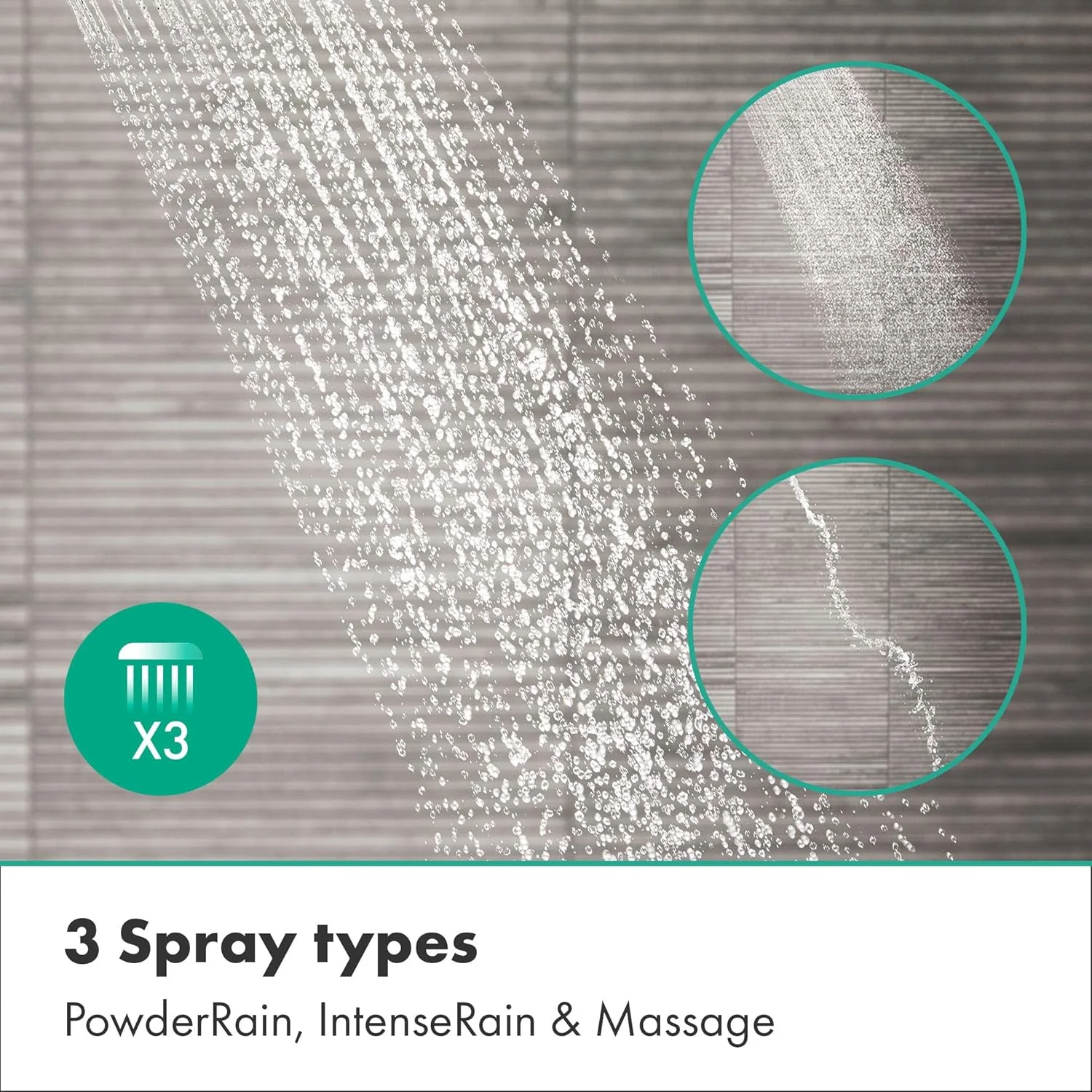 ست دوش هانسگروهه Pulsify Select S 24305700 با سردوش کاهنده مصرف آب (EcoSmart، 3 نوع جت شامل PowderRain)، شلنگ دوش (1.60 متر) و نگهدارنده سردوش، سفید مات