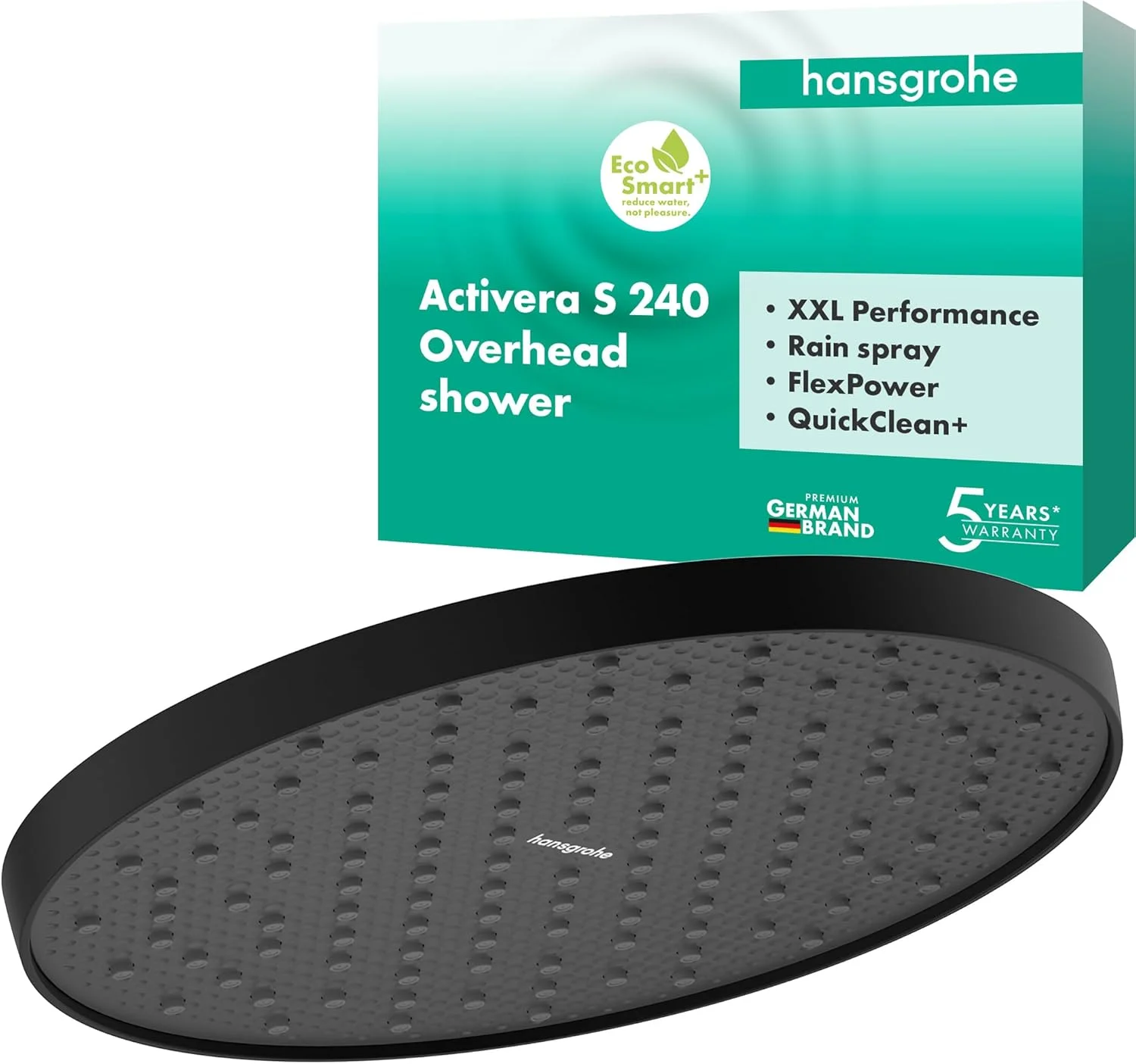 سردوش کاهنده مصرف آب Hansgrohe Activera S 28057670 (EcoSmart+)، سردوش (240 میلی متر)، دوش بارانی با 1 نوع جت برای نصب دیواری یا سقفی، سردوش با عملکرد ضد رسوب، مات