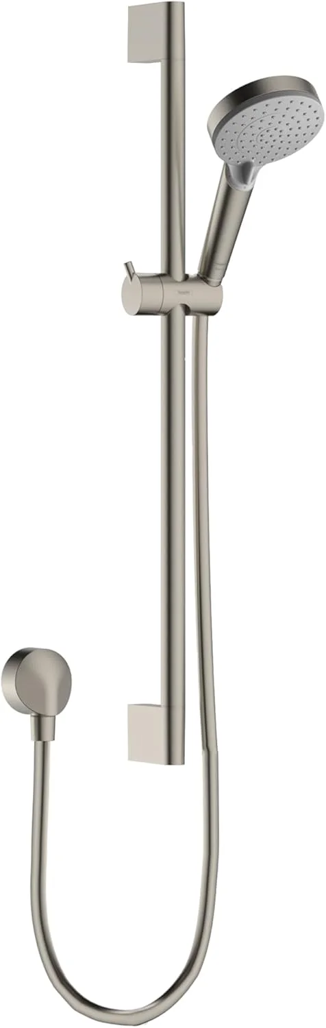 دوش دستی 3 حالته 11 اینچی هانسگروهه Vernis Blend با میله لغزنده و شلنگ، حالت های Rain و IntenseRain، سیستم سر دوش دستی، رنگ نیکل برس خورده، مدل 04970820 دوش دستی 3 حالته 11 اینچی هانسگروهه Vernis Blend با میله لغزنده و شلنگ، حالت های Rain و IntenseRain، سیستم سر دوش دستی، رنگ نیکل برس خورده، مدل 04970820