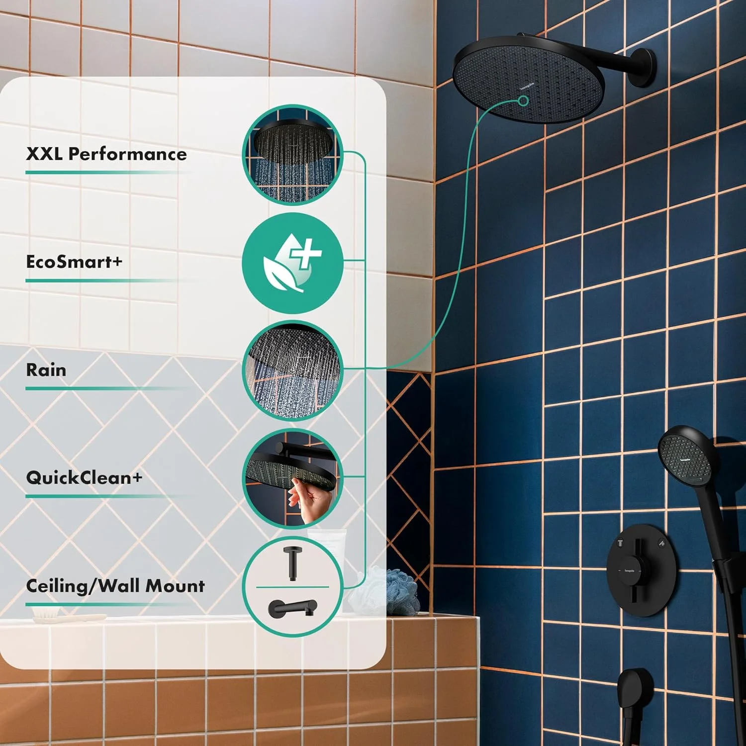 سردوش کاهنده مصرف آب Hansgrohe Activera S 28057670 (EcoSmart+)، سردوش (240 میلی متر)، دوش بارانی با 1 نوع جت برای نصب دیواری یا سقفی، سردوش با عملکرد ضد رسوب، مات سردوش کاهنده مصرف آب Hansgrohe Activera S 28057670 (EcoSmart+)، سردوش (240 میلی متر)، دوش بارانی با 1 نوع جت برای نصب دیواری یا سقفی، سردوش با عملکرد ضد رسوب، مات