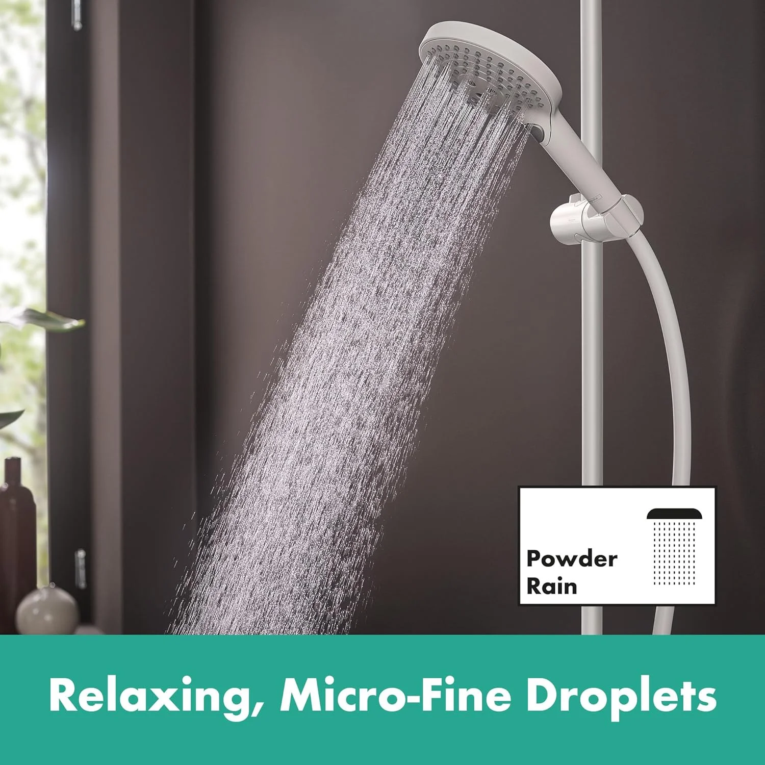 سردوش دستی هانسگروهه Raindance Select S با 3 نوع جت (شامل PowderRain)، سردوش گرد (قطر 120 میلی متر)، سردوش با عملکرد ضد رسوب، سفید مات