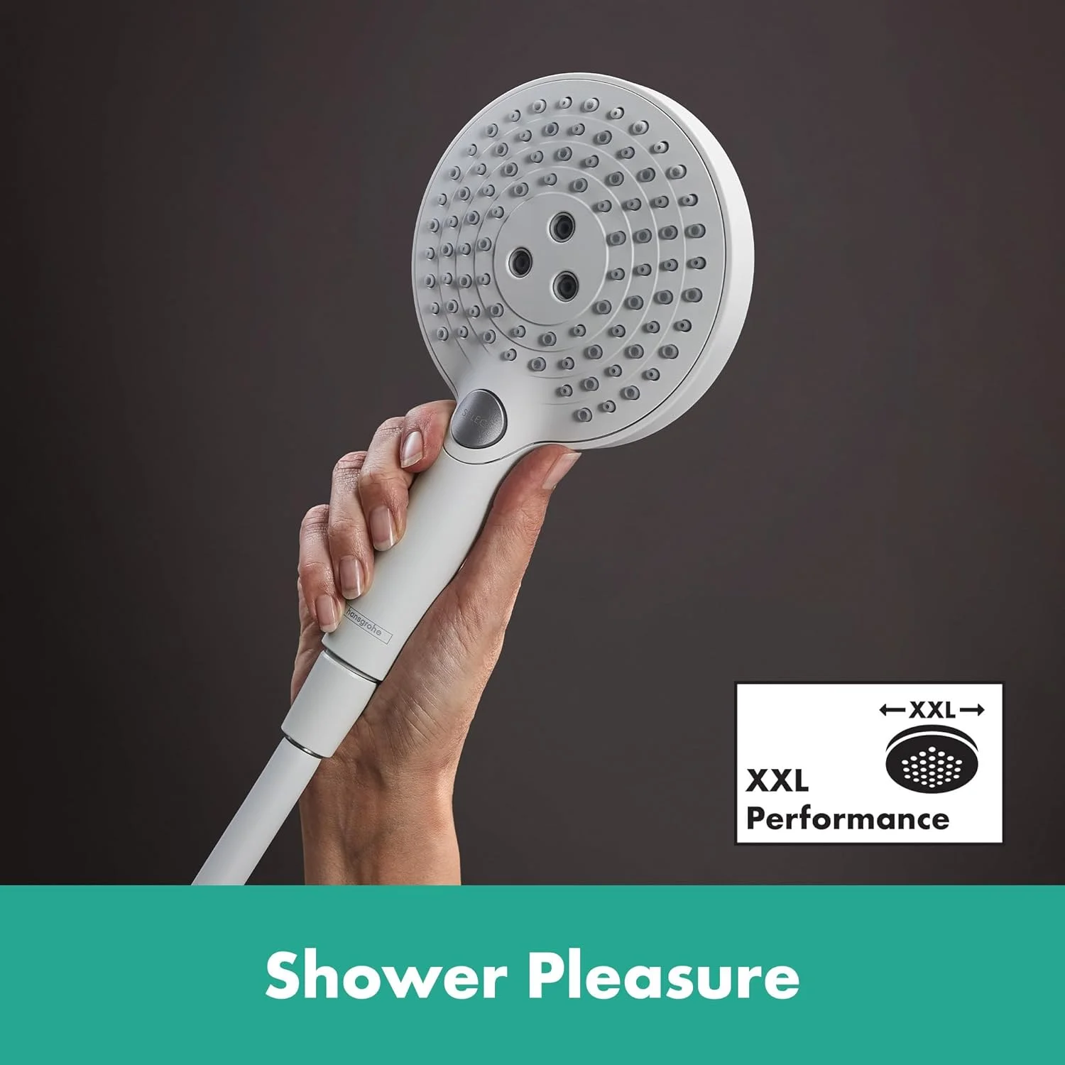 سردوش دستی هانسگروهه Raindance Select S با 3 نوع جت (شامل PowderRain)، سردوش گرد (قطر 120 میلی متر)، سردوش با عملکرد ضد رسوب، سفید مات