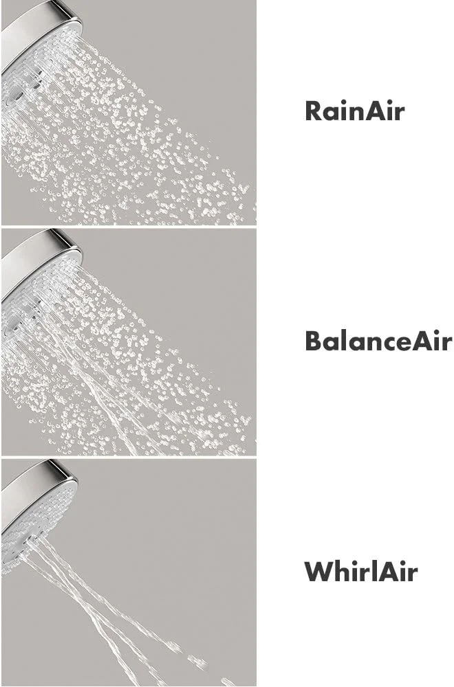 دوش دستی 5 اینچی هانسگروهه Raindance S با نصب آسان، مدرن، دارای 3 حالت پاشش RainAir، BalanceAir، Whirl مدل 28519821 دوش دستی 5 اینچی هانسگروهه Raindance S با نصب آسان، مدرن، دارای 3 حالت پاشش RainAir، BalanceAir، Whirl مدل 28519821