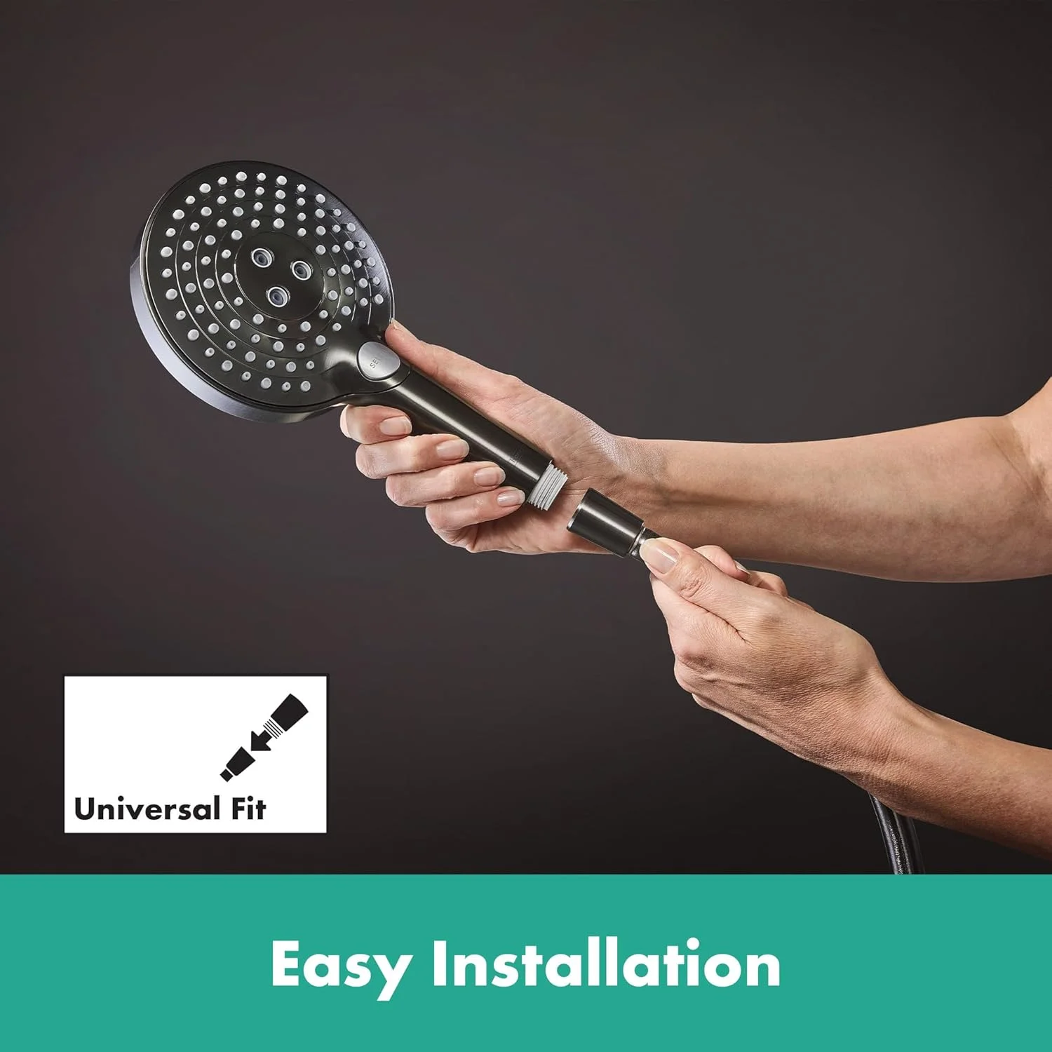 سردوش دستی هانسگروهه Raindance Select S با 3 نوع جریان آب (شامل PowderRain)، سردوش گرد (قطر 120 میلی متر)، سردوش با عملکرد ضد رسوب، کروم مشکی مات