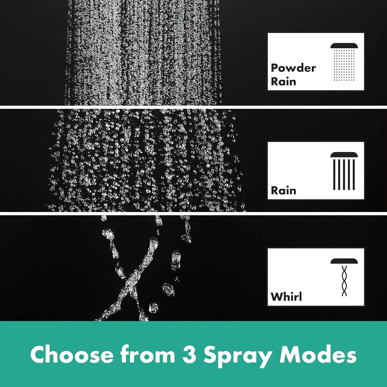 سردوش دستی هانسگروهه Raindance Select S با 3 نوع جریان آب (شامل PowderRain)، سردوش گرد (قطر 120 میلی متر)، سردوش با عملکرد ضد رسوب، کروم مشکی مات