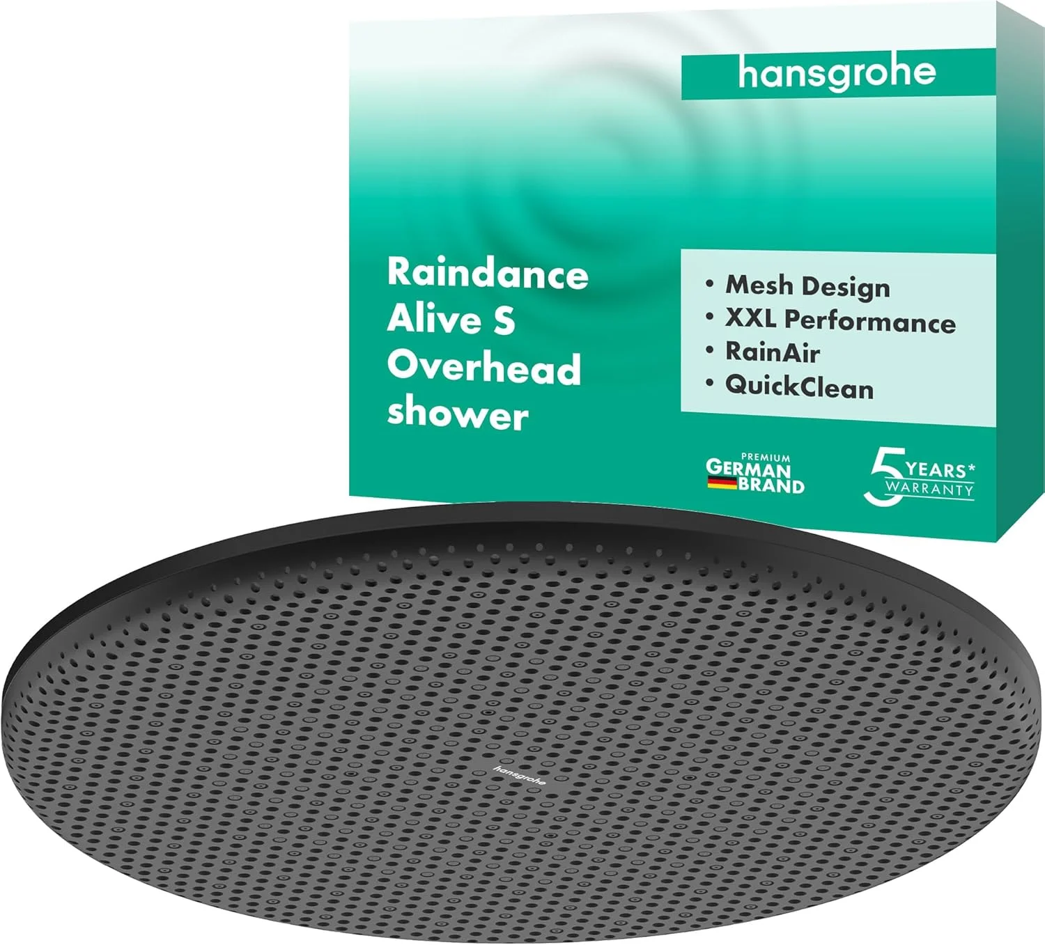 سردوش گرد هانسگروهه Raindance Alive S 24520670 (300 میلی متر)، دوش بارانی با 1 نوع جت برای نصب دیواری یا سقفی، سردوش با عملکرد ضد رسوب، مشکی مات سردوش گرد هانسگروهه Raindance Alive S 24520670 (300 میلی متر)، دوش بارانی با 1 نوع جت برای نصب دیواری یا سقفی، سردوش با عملکرد ضد رسوب، مشکی مات