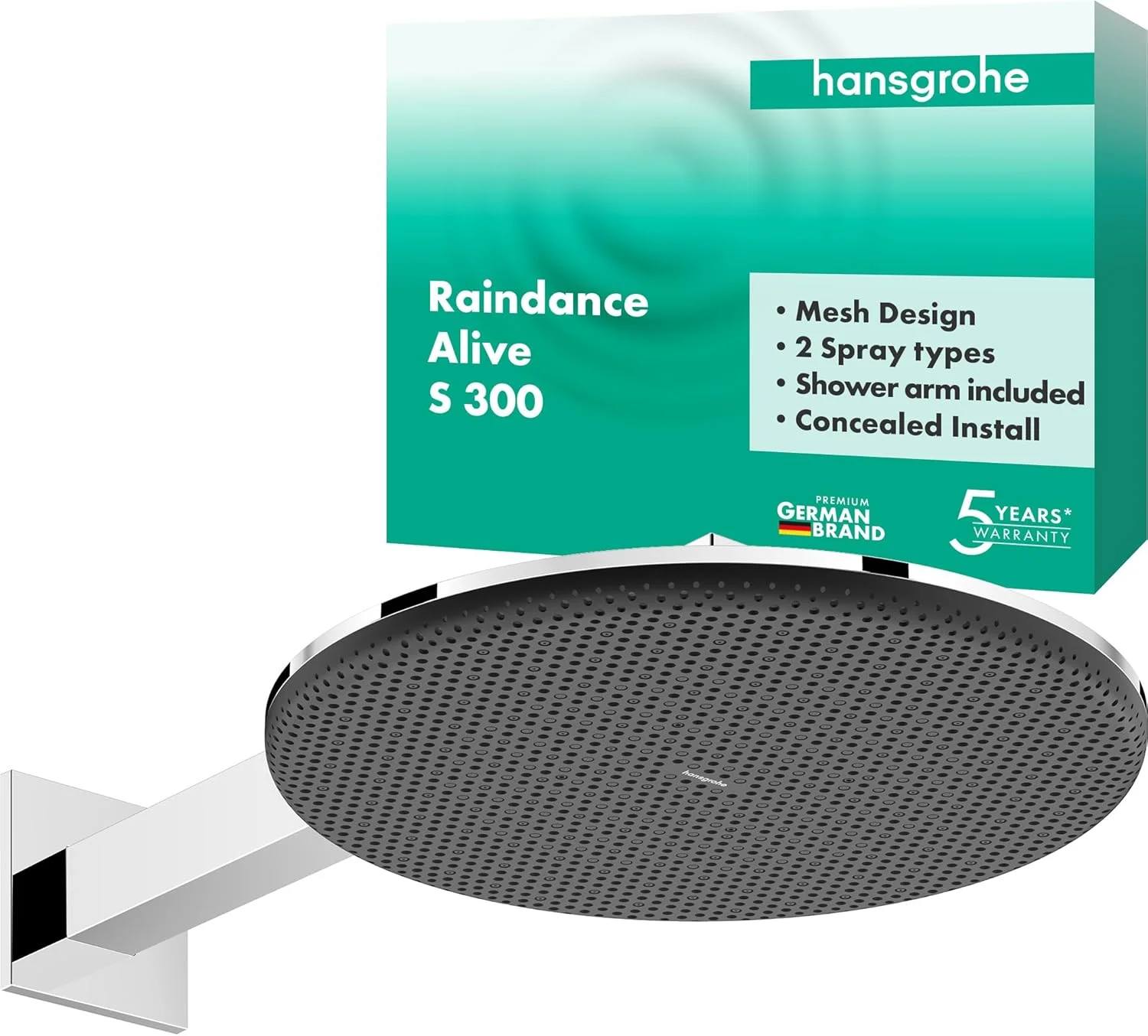 سردوش دوش هانسگروهه Raindance Alive S 300 (با 2 نوع جت) به همراه بازوی دوش، سردوش (300 میلی متر)، دوش بارانی با 2 نوع جت برای نصب دیواری، سردوش با عملکرد ضد رسوب سردوش دوش هانسگروهه Raindance Alive S 300 (با 2 نوع جت) به همراه بازوی دوش، سردوش (300 میلی متر)، دوش بارانی با 2 نوع جت برای نصب دیواری، سردوش با عملکرد ضد رسوب