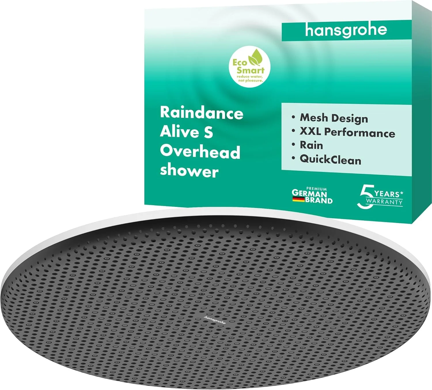 سردوش کاهنده مصرف آب هانسگروهه Raindance Alive S 24521700 (EcoSmart)، سردوش (300 میلی متر)، دوش بارانی با 1 نوع جت برای نصب دیواری یا سقفی، سردوش با عملکرد ضد رسوب، مات سردوش کاهنده مصرف آب هانسگروهه Raindance Alive S 24521700 (EcoSmart)، سردوش (300 میلی متر)، دوش بارانی با 1 نوع جت برای نصب دیواری یا سقفی، سردوش با عملکرد ضد رسوب، مات