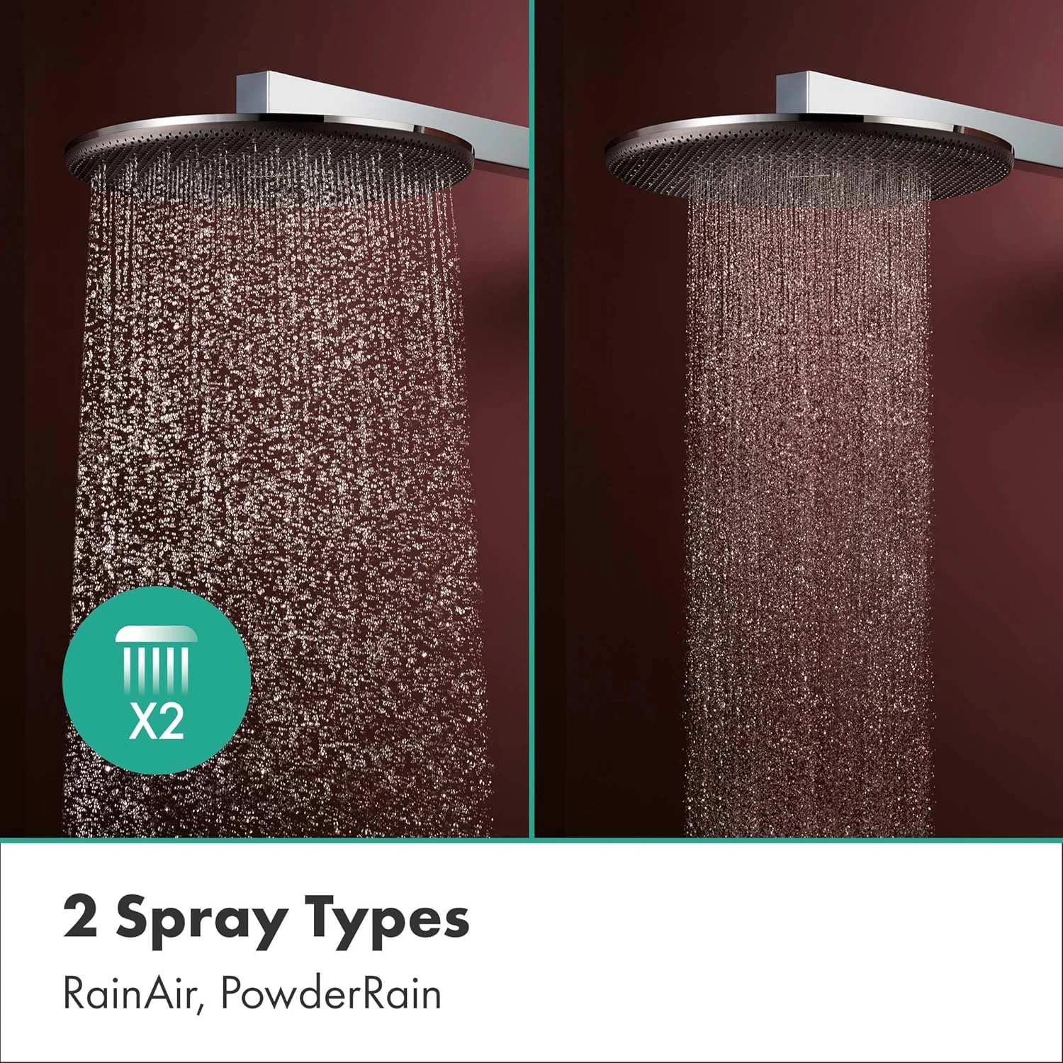 سردوش دوش هانسگروهه Raindance Alive S 300 (با 2 نوع جت) به همراه بازوی دوش، سردوش (300 میلی متر)، دوش بارانی با 2 نوع جت برای نصب دیواری، سردوش با عملکرد ضد رسوب