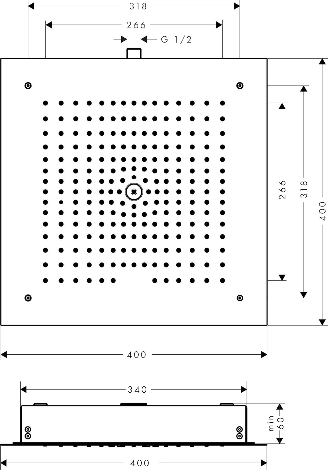سردوش ثابت هانسگروهه ریندنس E با روکش کروم