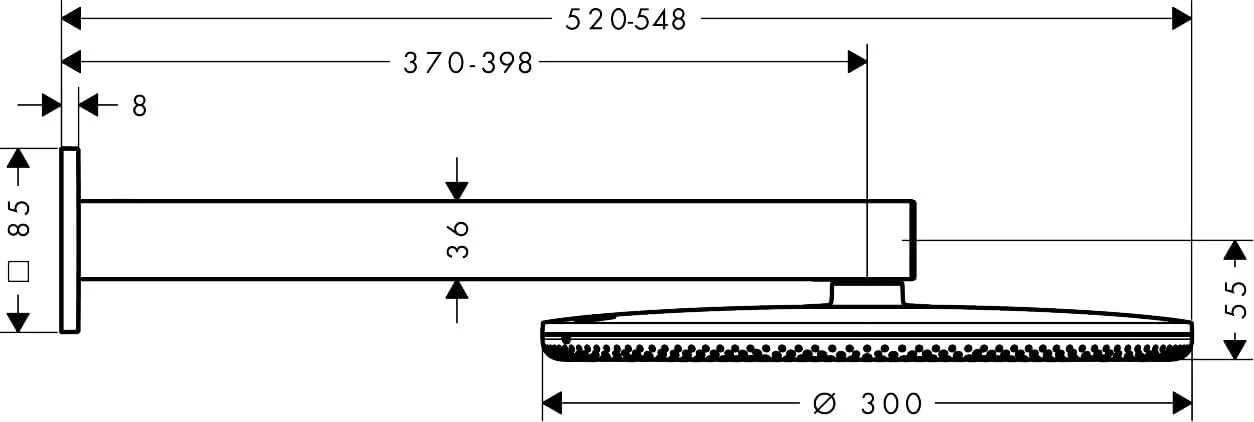 سردوش دوش هانسگروهه Raindance Alive S 300 (با 2 نوع جت) به همراه بازوی دوش، سردوش (300 میلی متر)، دوش بارانی با 2 نوع جت برای نصب دیواری، سردوش با عملکرد ضد رسوب