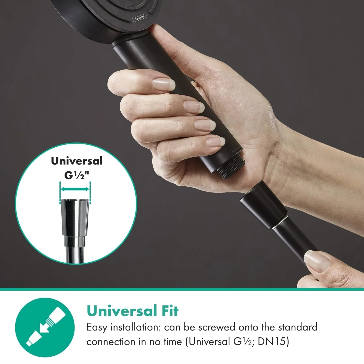 شلنگ دوش یونیورسال هانسگروهه Isiflex طول 1.60 متر، بدون گره خوردگی، شلنگ سر دوش انعطاف پذیر ضد پیچ خوردگی، شامل حلقه های آب بندی، مشکی مات شلنگ دوش یونیورسال هانسگروهه Isiflex طول 1.60 متر، بدون گره خوردگی، شلنگ سر دوش انعطاف پذیر ضد پیچ خوردگی، شامل حلقه های آب بندی، مشکی مات