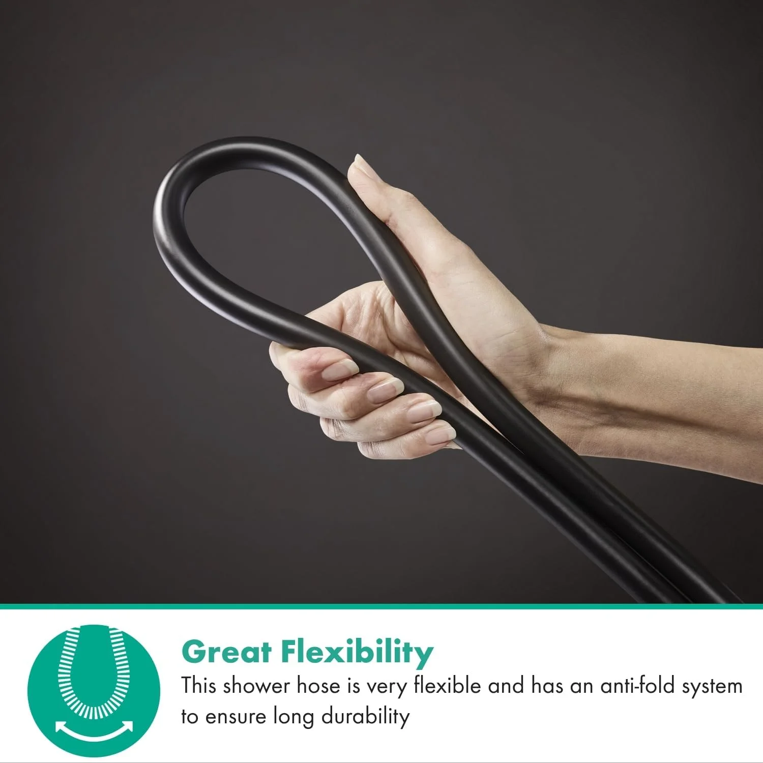 شلنگ دوش یونیورسال هانسگروهه Isiflex طول 1.60 متر، بدون گره خوردگی، شلنگ سر دوش انعطاف پذیر ضد پیچ خوردگی، شامل حلقه های آب بندی، مشکی مات شلنگ دوش یونیورسال هانسگروهه Isiflex طول 1.60 متر، بدون گره خوردگی، شلنگ سر دوش انعطاف پذیر ضد پیچ خوردگی، شامل حلقه های آب بندی، مشکی مات
