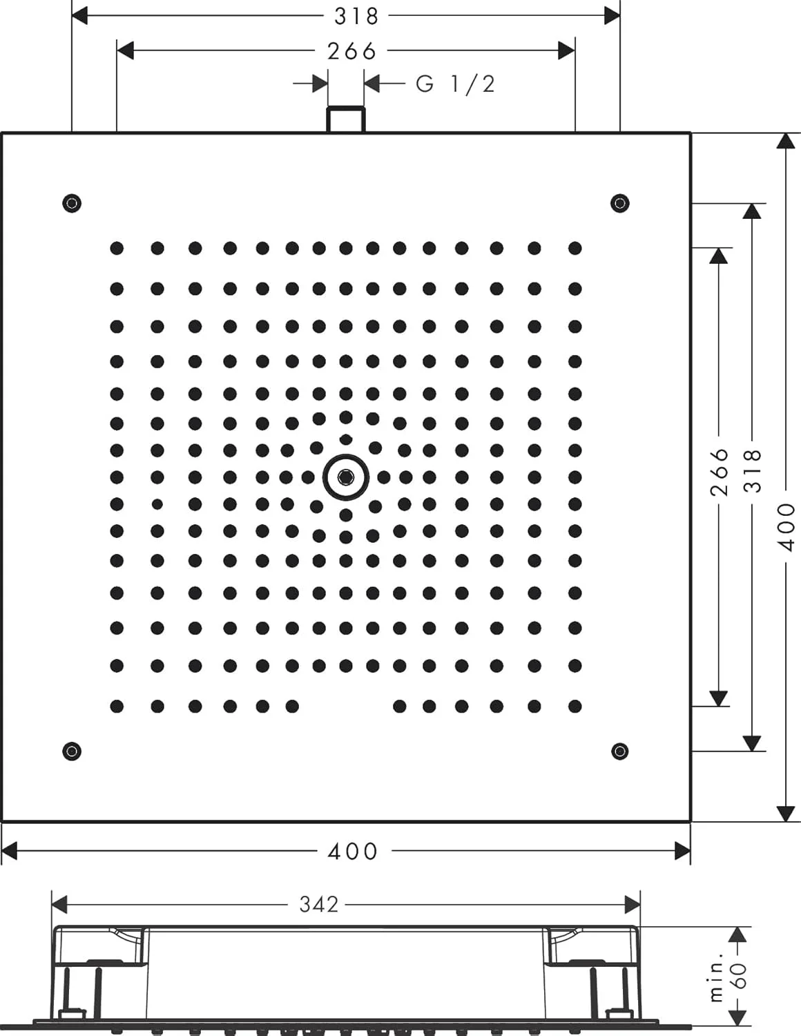 سردوش ثابت هانسگروهه ریندنس E با روکش کروم سردوش ثابت هانسگروهه ریندنس E با روکش کروم