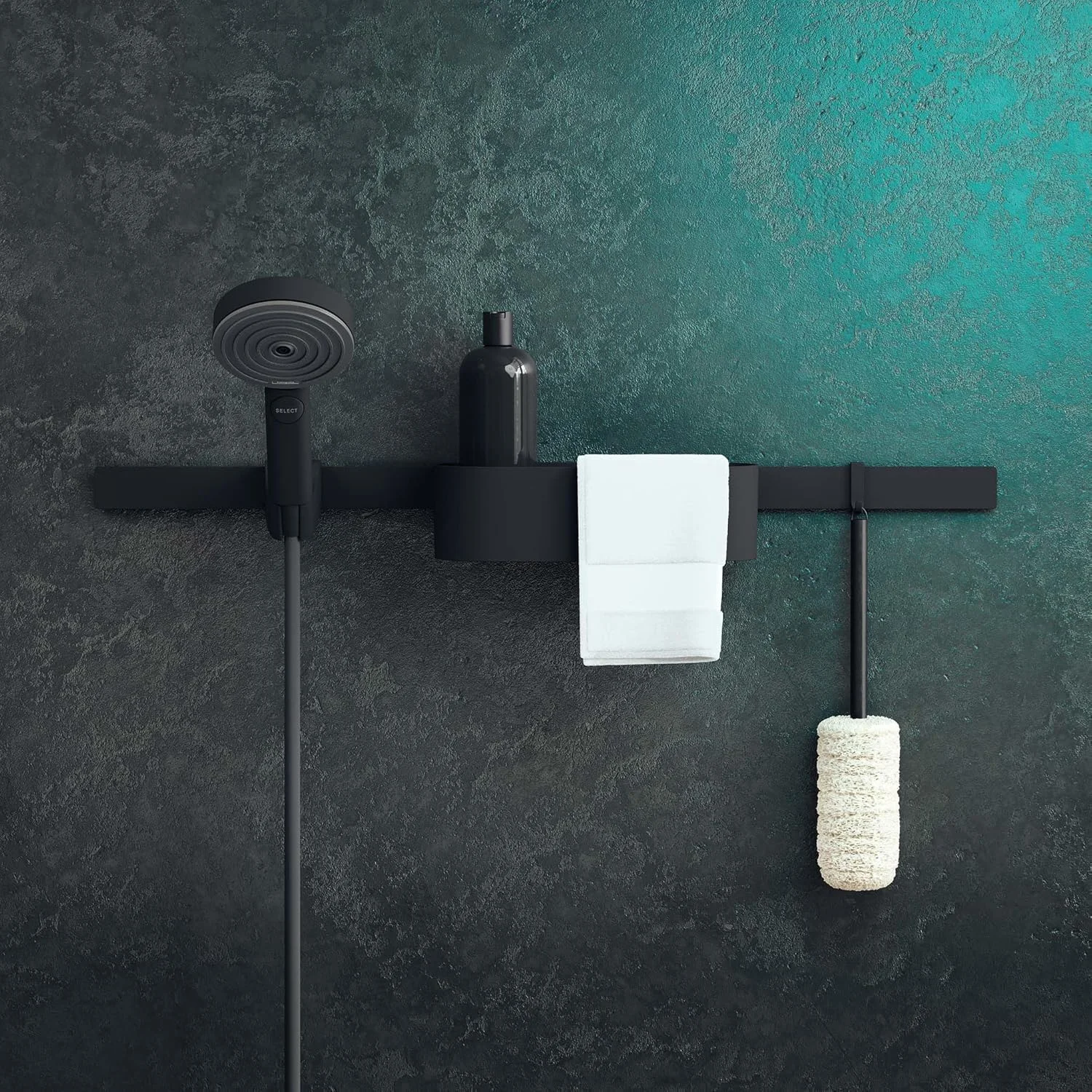 نگهدارنده سردوش دستی مدرن Hansgrohe WallStoris به رنگ مشکی مات، 27917670