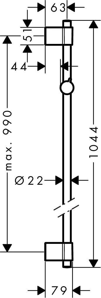 میله دوش هانسگروهه Unica Varia، میله بالابر دوش 105 سانتی‌متری با نگهدارنده سر دوش، کروم، 27356000
