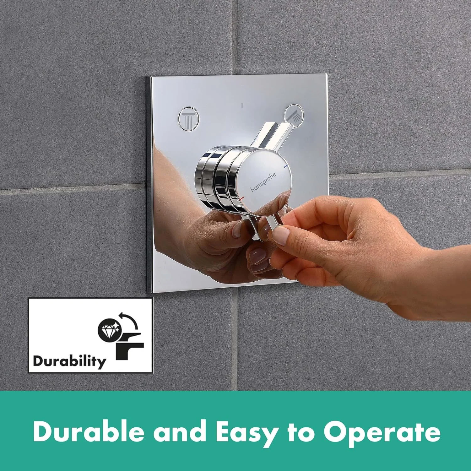 شیر دوش توکار هانسگروهه DuoTurn E برای 2 مصرف کننده، شیر اهرمی تکی مربعی برای iBox Universal 2، کروم شیر دوش توکار هانسگروهه DuoTurn E برای 2 مصرف کننده، شیر اهرمی تکی مربعی برای iBox Universal 2، کروم