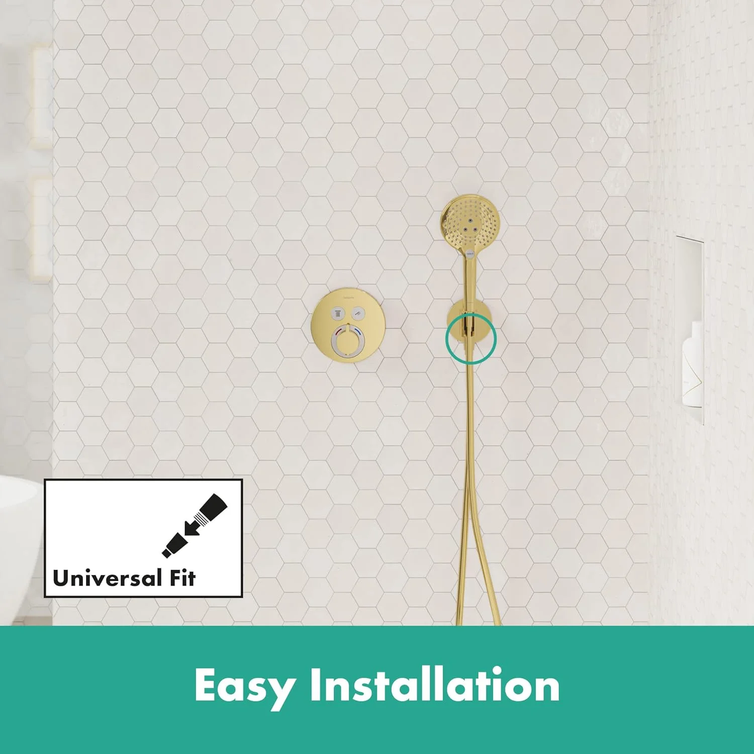 اتصال دیواری هانسگروهه FixFit S با نگهدارنده سردوش، اتصال شلنگ دوش با نگهدارنده دوش، با شیر یک طرفه، روکش طلایی براق اتصال دیواری هانسگروهه FixFit S با نگهدارنده سردوش، اتصال شلنگ دوش با نگهدارنده دوش، با شیر یک طرفه، روکش طلایی براق