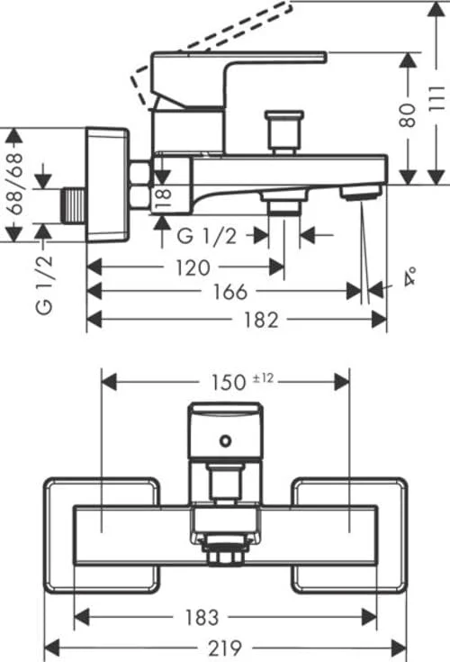 شیر حمام تک اهرمی روکار هانسگروهه Vernis Shape، مشکی مات، 71450670 شیر حمام تک اهرمی روکار هانسگروهه Vernis Shape، مشکی مات، 71450670