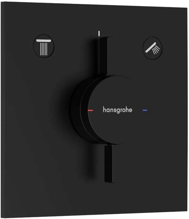 شیر دوش توکار هانسگروهه DuoTurn E برای 2 مصرف کننده، شیر اهرمی تکی مربعی برای iBox Universal 2، مشکی مات شیر دوش توکار هانسگروهه DuoTurn E برای 2 مصرف کننده، شیر اهرمی تکی مربعی برای iBox Universal 2، مشکی مات