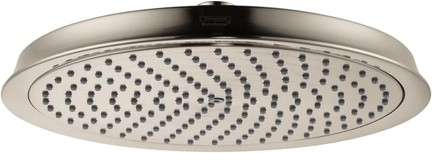 سردوش حمام ۱۱ اینچی هانسگروهه Raindance Classic با جریان کم، تک حالته و صرفه جویی در مصرف آب با قابلیت QuickClean، رنگ نیکل برس خورده، مدل 27367821