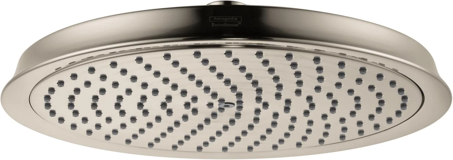 سردوش حمام ۱۱ اینچی هانسگروهه Raindance Classic با جریان کم، تک حالته و صرفه جویی در مصرف آب با قابلیت QuickClean، رنگ نیکل برس خورده، مدل 27367821
