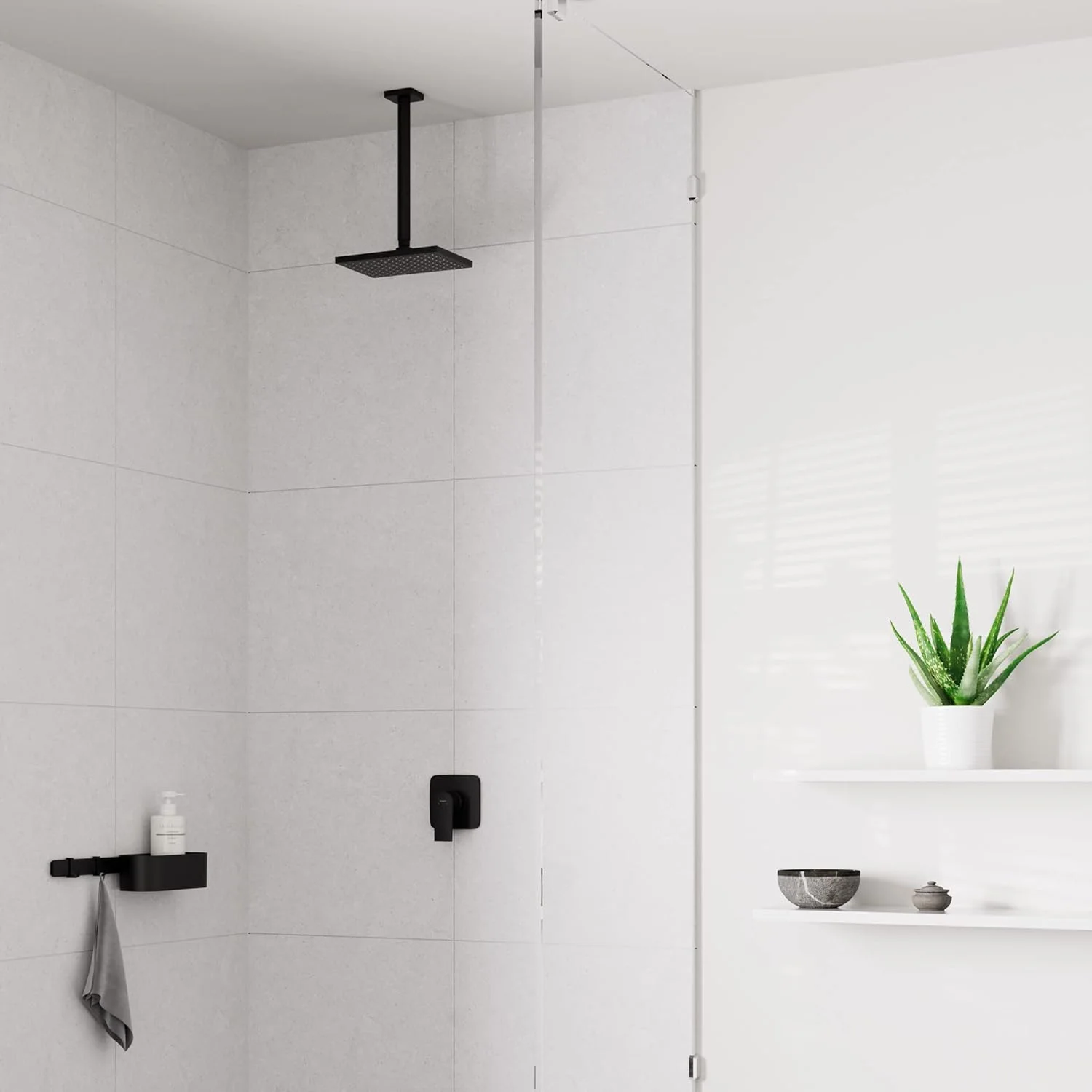 اتصال سقفی هانسگروهه Vernis Shape، طول 30 سانتی متر، مشکی مات، 26407670