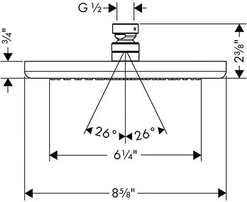 سردوش حمام ۹ اینچی هانسگروهه کروما، مدرن، تک حالته RainAir با فناوری Airpower و QuickClean، رنگ کروم، مدل 26465001