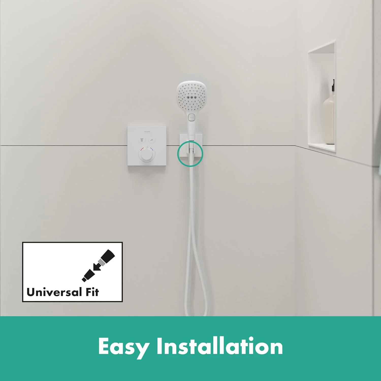 اتصال دیواری هانسگروهه FixFit E با نگهدارنده دوش، سفید مات، 26889700
